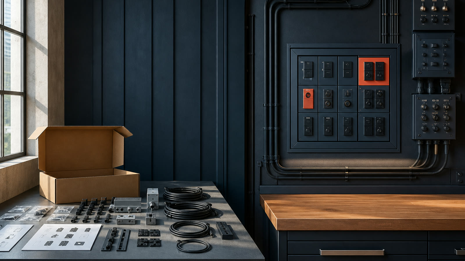 A self-assembly automation kit contrasted with a professionally fitted custom control system